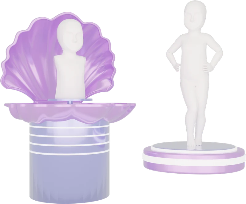 Palco de concha exibindo um cabelo